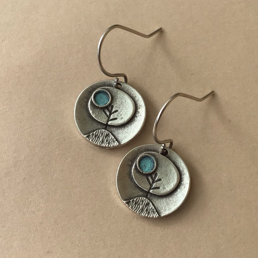 Sale Sundance Charm Earrings Silver Tree blue patina - Picture 4 of 5